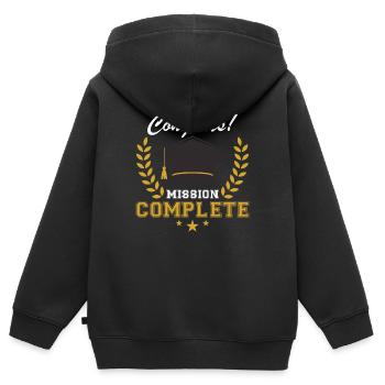 Mission de félicitations pour la remise des diplômes - Sweat Premium à capuche zippé enfant bio - noir - Dos - AI Model Kid Male (0cm)