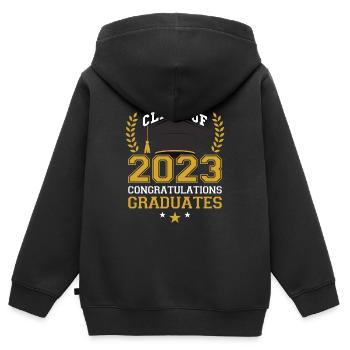 Cérémonie de remise des diplômes de la promotion 2023 - Sweat Premium à capuche zippé enfant bio - noir - Dos - AI Model Kid Male (0cm)
