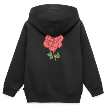 Rose Rote Rose Handgezeichnet - Kinder Premium Organic Zip Hoodie - Schwarz - Hinten - AI Model Kid Male (0cm)