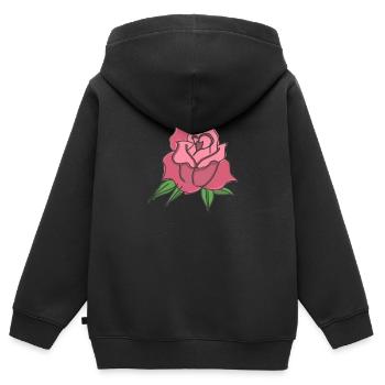 Rose Rote Rose Handgezeichnet - Kinder Premium Organic Zip Hoodie - Schwarz - Hinten - AI Model Kid Male (0cm)
