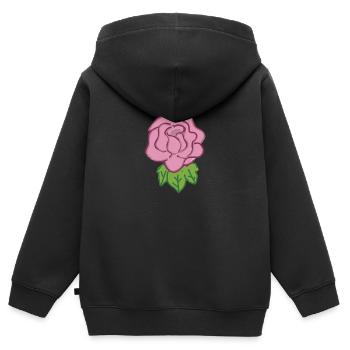 Rose Rote Rose Handgezeichnet - Kinder Premium Organic Zip Hoodie - Schwarz - Hinten - AI Model Kid Male (0cm)