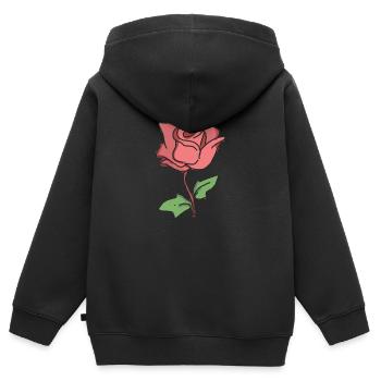 Rose Rote Rose Handgezeichnet - Kinder Premium Organic Zip Hoodie - Schwarz - Hinten - AI Model Kid Male (0cm)