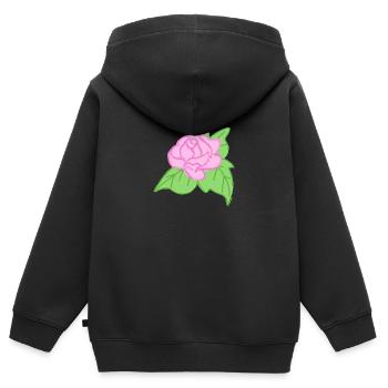 Rose Rote Rose Handgezeichnet - Kinder Premium Organic Zip Hoodie - Schwarz - Hinten - AI Model Kid Male (0cm)