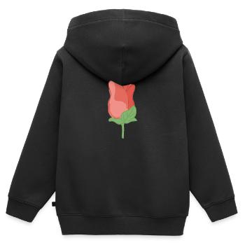 Rose Rote Rose Handgezeichnet - Kinder Premium Organic Zip Hoodie - Schwarz - Hinten - AI Model Kid Male (0cm)