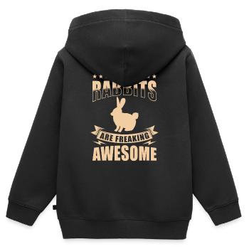 Hase Chinesisches Sternzeichen - Kinder Premium Organic Zip Hoodie - Schwarz - Hinten - AI Model Kid Male (0cm)