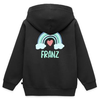 Franz Name Regenbogen Baby - Kinder Premium Organic Zip Hoodie - Schwarz - Hinten - AI Model Kid Male (0cm)