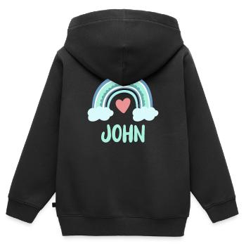 John Nom Rainbow Baby - Sweat Premium à capuche zippé enfant bio - noir - Dos - AI Model Kid Male (0cm)