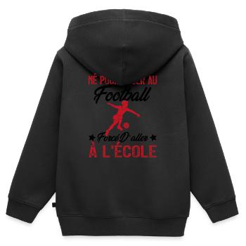football joueur cadeau enfant homme garcon - Sweat Premium à capuche zippé enfant bio - noir - Dos - AI Model Kid Male (0cm)