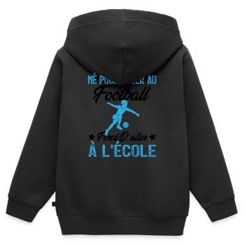 football joueur cadeau enfant homme garcon - Sweat Premium à capuche zippé enfant bio - noir - Dos - AI Model Kid Male (0cm)