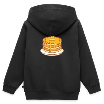 Petit déjeuner aux crêpes - Sweat Premium à capuche zippé enfant bio - noir - Dos - AI Model Kid Male (0cm)