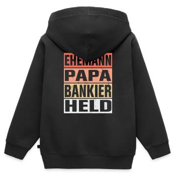 Bankier Vater Ehemann Held - Kinder Premium Organic Zip Hoodie - Schwarz - Hinten - AI Model Kid Male (0cm)