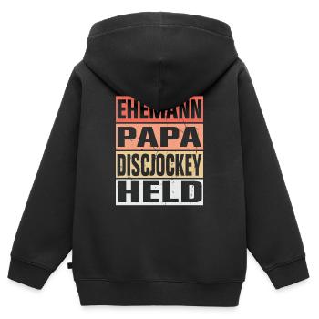 Discjockey Vater Ehemann Held - Kinder Premium Organic Zip Hoodie - Schwarz - Hinten - AI Model Kid Male (0cm)