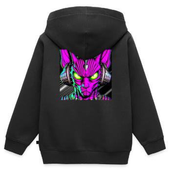 Chat en colère - Sweat Premium à capuche zippé enfant bio - noir - Dos - AI Model Kid Male (0cm)