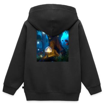 Magischer Wald - Kinder Premium Organic Zip Hoodie - Schwarz - Hinten - AI Model Kid Male (0cm)