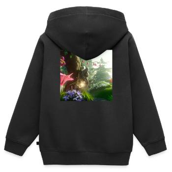 Magischer Wald - Kinder Premium Organic Zip Hoodie - Schwarz - Hinten - AI Model Kid Male (0cm)