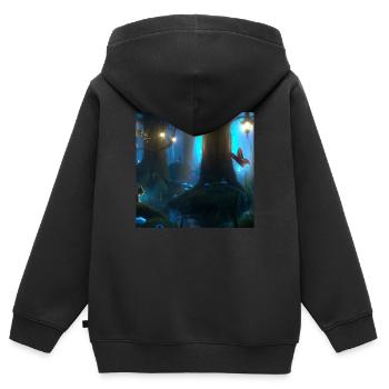 Magischer Wald - Kinder Premium Organic Zip Hoodie - Schwarz - Hinten - AI Model Kid Male (0cm)