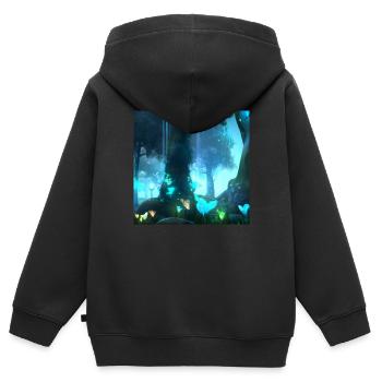 Magischer Wald - Kinder Premium Organic Zip Hoodie - Schwarz - Hinten - AI Model Kid Male (0cm)