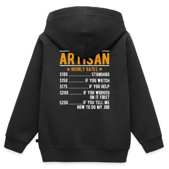 Artisans Salaire horaire - Sweat Premium à capuche zippé enfant bio - noir - Dos - AI Model Kid Male (0cm)