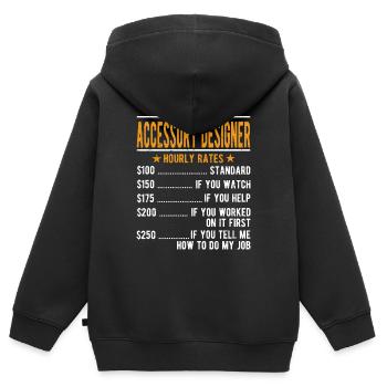 Concepteur d’accessoires Salaire horaire - Sweat Premium à capuche zippé enfant bio - noir - Dos - AI Model Kid Male (0cm)