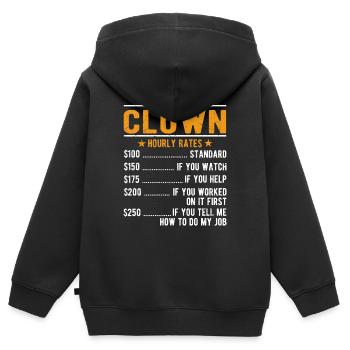 Clown Stundenlohn - Kinder Premium Organic Zip Hoodie - Schwarz - Hinten - AI Model Kid Male (0cm)