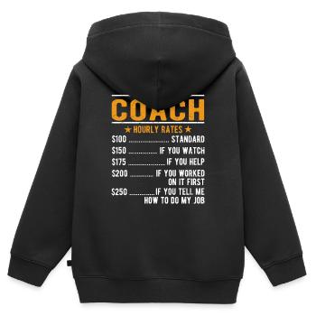 Salaire horaire du formateur - Sweat Premium à capuche zippé enfant bio - noir - Dos - AI Model Kid Male (0cm)