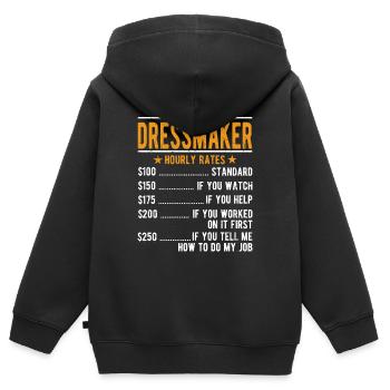 Schneider Stundenlohn - Kinder Premium Organic Zip Hoodie - Schwarz - Hinten - AI Model Kid Male (0cm)