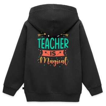 Lehrerin Geschenk - Kinder Premium Organic Zip Hoodie - Schwarz - Hinten - AI Model Kid Male (0cm)