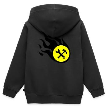 Flamme d’artisan - Sweat Premium à capuche zippé enfant bio - noir - Dos - AI Model Kid Male (0cm)