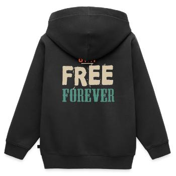 bleib für immer frei libre slogan 403 A - Kinder Premium Organic Zip Hoodie - Schwarz - Hinten - AI Model Kid Male (0cm)