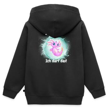 Ich bin süß - Kinder Premium Organic Zip Hoodie - Schwarz - Hinten - AI Model Kid Male (0cm)