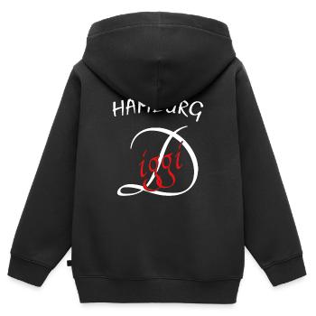 Hamburg - Kinder Premium Organic Zip Hoodie - Schwarz - Hinten - AI Model Kid Male (0cm)