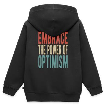 Embrassez le pouvoir de l’optimisme - Sweat Premium à capuche zippé enfant bio - noir - Dos - AI Model Kid Male (0cm)