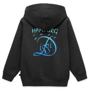 Hamburg - Kinder Premium Organic Zip Hoodie - Schwarz - Hinten - AI Model Kid Male (0cm)
