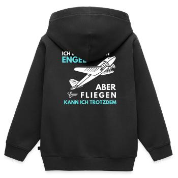 Fliegen kann ich trotzdem - Kinder Premium Organic Zip Hoodie - Schwarz - Hinten - AI Model Kid Male (0cm)