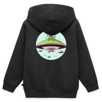 Doodo der Außerirdische - Kinder Premium Organic Zip Hoodie - Schwarz - Hinten - AI Model Kid Male (0cm)