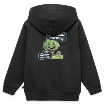 Bitte keine Werbung und kostenlosen Zeitungen - Kinder Premium Organic Zip Hoodie - Schwarz - Hinten - AI Model Kid Male (0cm)