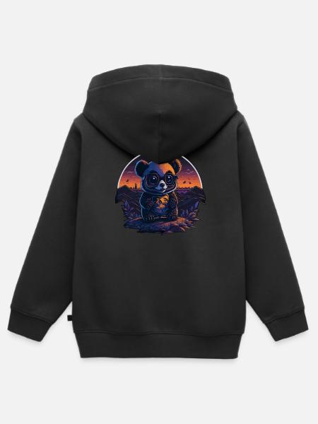 SÜßER PANDABÄR RETRO DESIGN - Kinder Premium Organic Zip Hoodie - Schwarz