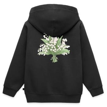 Bouquet de muguet - Sweat Premium à capuche zippé enfant bio - noir - Dos - AI Model Kid Male (0cm)