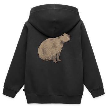 Capybara Nagetier - Kinder Premium Organic Zip Hoodie - Schwarz - Hinten - AI Model Kid Male (0cm)
