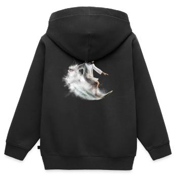 Dieu du surf - Sweat Premium à capuche zippé enfant bio - noir - Dos - AI Model Kid Male (0cm)