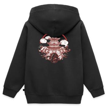 Folklore Chinois - Sweat Premium à capuche zippé enfant bio - noir - Dos - AI Model Kid Male (0cm)