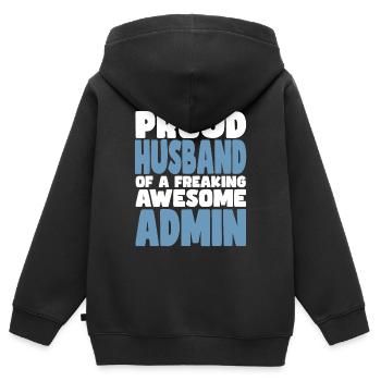 Proud wife of a damn good admin - Kids Premium Organic Zip-up Hoodie - black - Back - AI Model Kid Male (0cm)