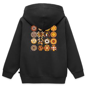 Folklore africain - Sweat Premium à capuche zippé enfant bio - noir - Dos - AI Model Kid Male (0cm)