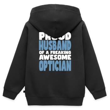Fière épouse d’un sacré bon opticien - Sweat Premium à capuche zippé enfant bio - noir - Dos - AI Model Kid Male (0cm)