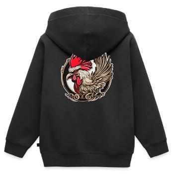 Coq de la chance - Sweat Premium à capuche zippé enfant bio - noir - Dos - AI Model Kid Male (0cm)