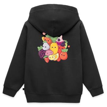 Unsere Freunde, die Früchte - Kinder Premium Organic Zip Hoodie - Schwarz - Hinten - AI Model Kid Male (0cm)