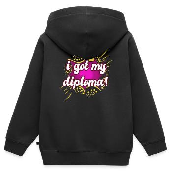 Abschlussfeier - Diplom - Kinder Premium Organic Zip Hoodie - Schwarz - Hinten - AI Model Kid Male (0cm)