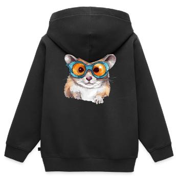Nehmen Sie das Brillenhörnchen - Kinder Premium Organic Zip Hoodie - Schwarz - Hinten - AI Model Kid Male (0cm)