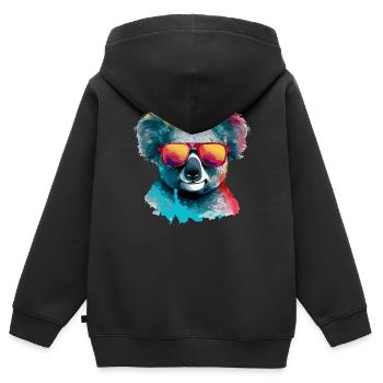 Koko, der Koala mit Brille - Kinder Premium Organic Zip Hoodie - Schwarz - Hinten - AI Model Kid Male (0cm)