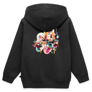 Abstraction urbaine - Sweat Premium à capuche zippé enfant bio - noir - Dos - AI Model Kid Male (0cm)
